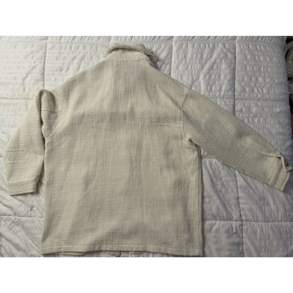 Sweet Rain Tweed Shacket Shirt Jacket White Gold Shimmer Accent - Picture 8 of 9